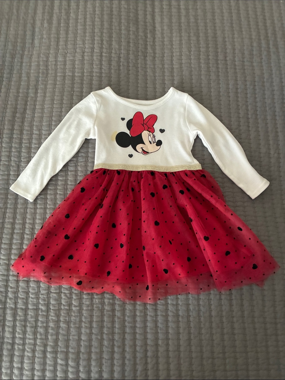 Disney White Top with Red Minnie Tulle Skirt Dress